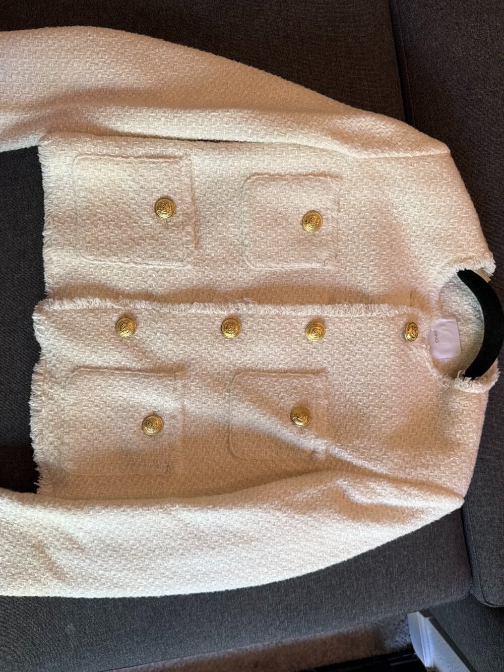 Mango Women's Cream Ivory Tweed Jacket | S